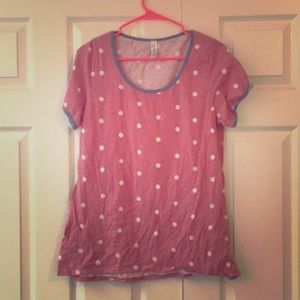 Lula roe pink shirt with white polka dots